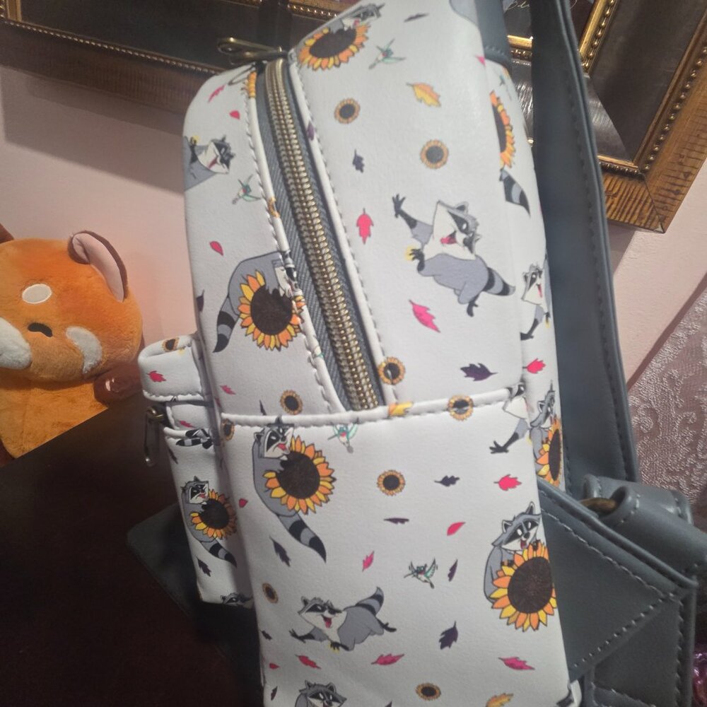 Loungefly Disney White Raccoon & Sunflower Mini Backpack - Picture 6 of 11